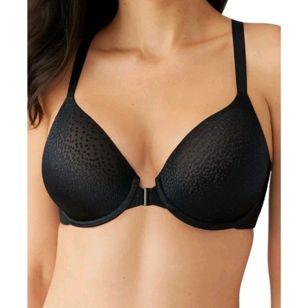 Wacoal Back Appeal Underwire Front Close Bra Womens 36DD Black Racerback 853403